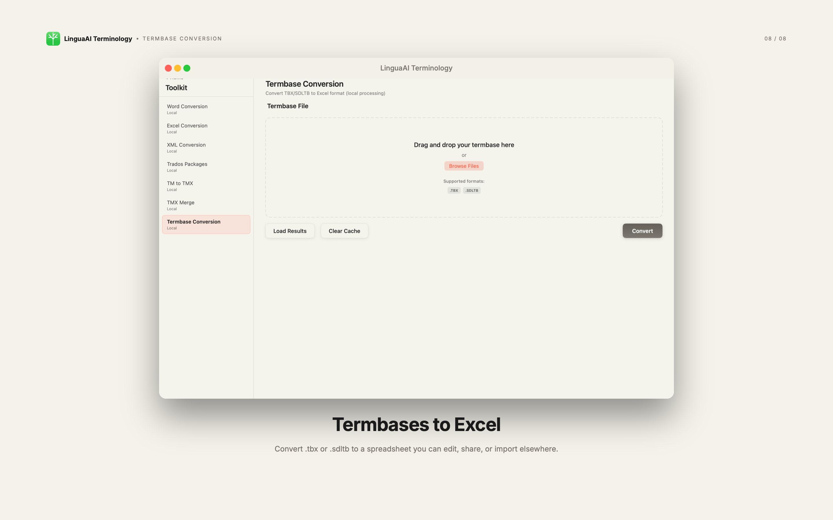 Termbase conversion to Excel
