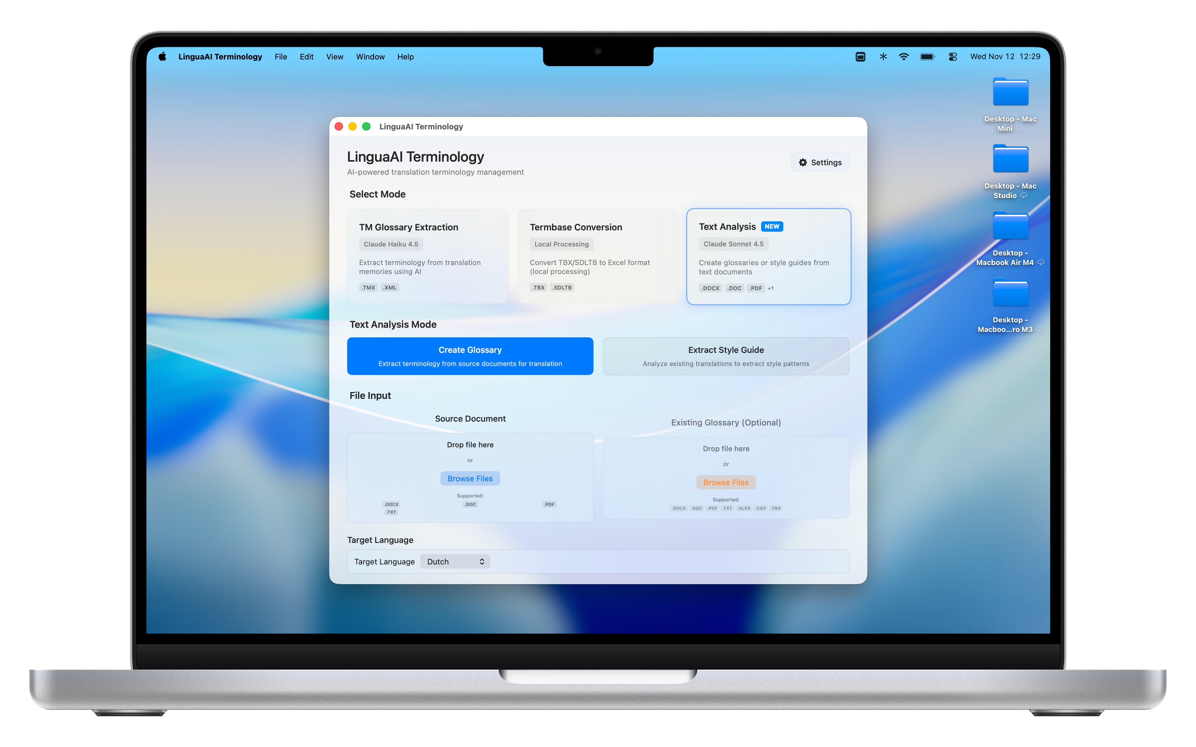 LinguaAI Terminology Text Analysis